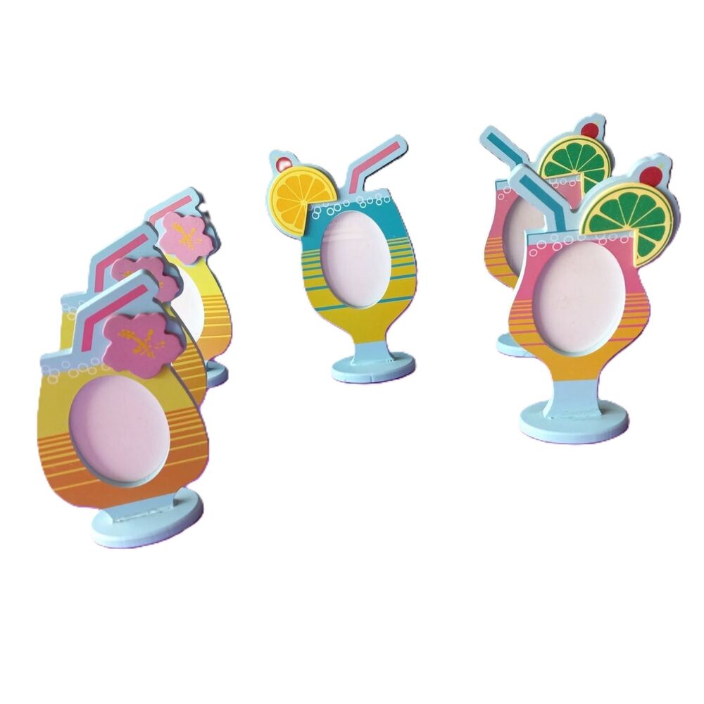 Tropical Drink Photo Frames Summer Party Props Fun Decor Set